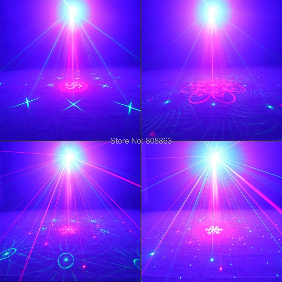 ESHINY Remote Mini R&G Laser 64 Patterns Projector Blue Led Bar DJ Dance Disco Family Party Lighting Stage Light Show N8T191