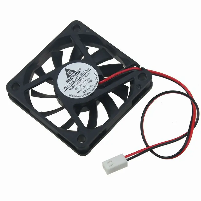 5PCS Gdstime 2Pin 2510 Connector 60mm x 60mm x 10mm 6cm 5V 60mm Brushless DC Cooling Fan