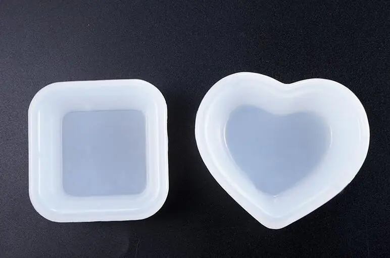 

Crystal Epoxy DIY Love Heart Shape Square cup Resin Silicone mold Plate Decoration craft display Container Mould