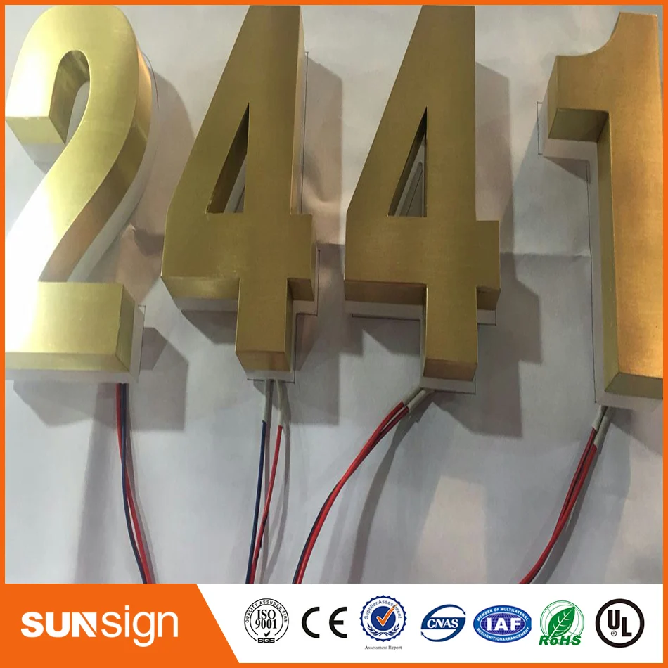 H 15cm letras led retroiluminadas de color dorado personalizadas para interiores