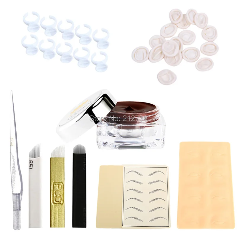 Eyebrow Kit Permanent Makeup Machine Tattoo Eyebrow Tattoo Microblading Pen Kits with 30Pcs Needle Blade for Learner User