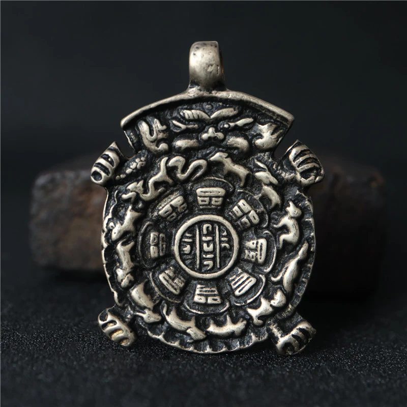 Lima Copper, Tibetan Style, Turtle Shape Nine Palaces and Eight Diagrams Hanging Parts, Exquisite Handicraft Collections