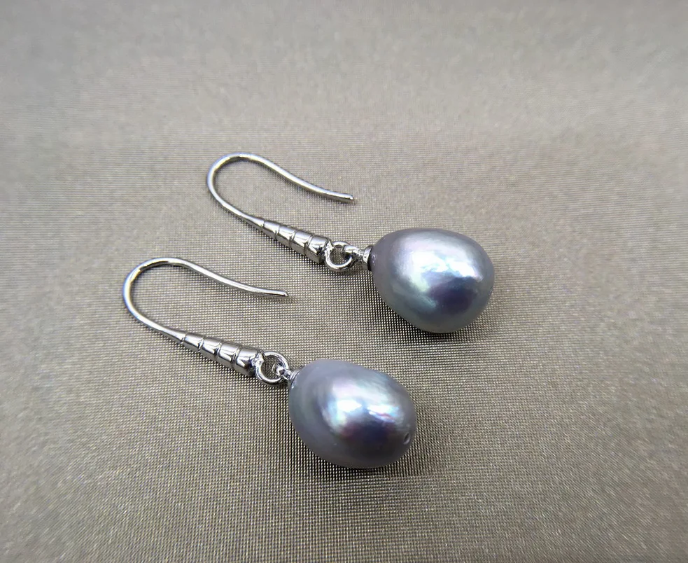 Grey Pearl Earrings Natural Freshwater Pearl Women\'s Silver Earrings Baroque Drop Earrings Women\'s Earrings