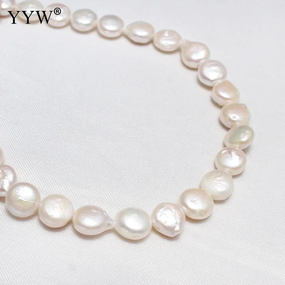 Cultured Coin Freshwater Pearl Beads Flat Round Natural White 8-9mm Approx 0.8mm Sold Per Approx 15.3 Inch Strand