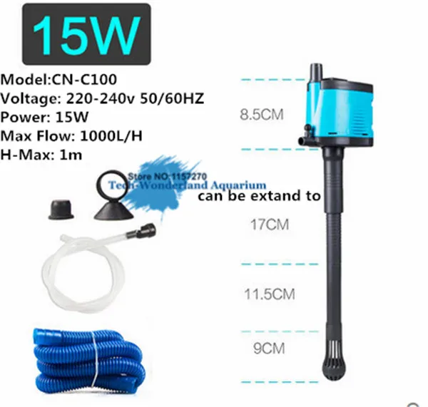 220-240V 15W 25W 35W 45W 3 in 1 Multi Functions Submersible Pump + Filter + Add Oxygen For Aquarium Fish Tank