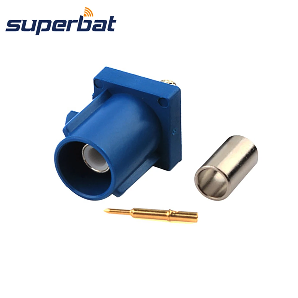 Superbat Fakra C Blue/5005 Male Crimp RF Car GPS DAB Radio Antenna Connector for Cable RG316 RG174 LMR100 Navigation