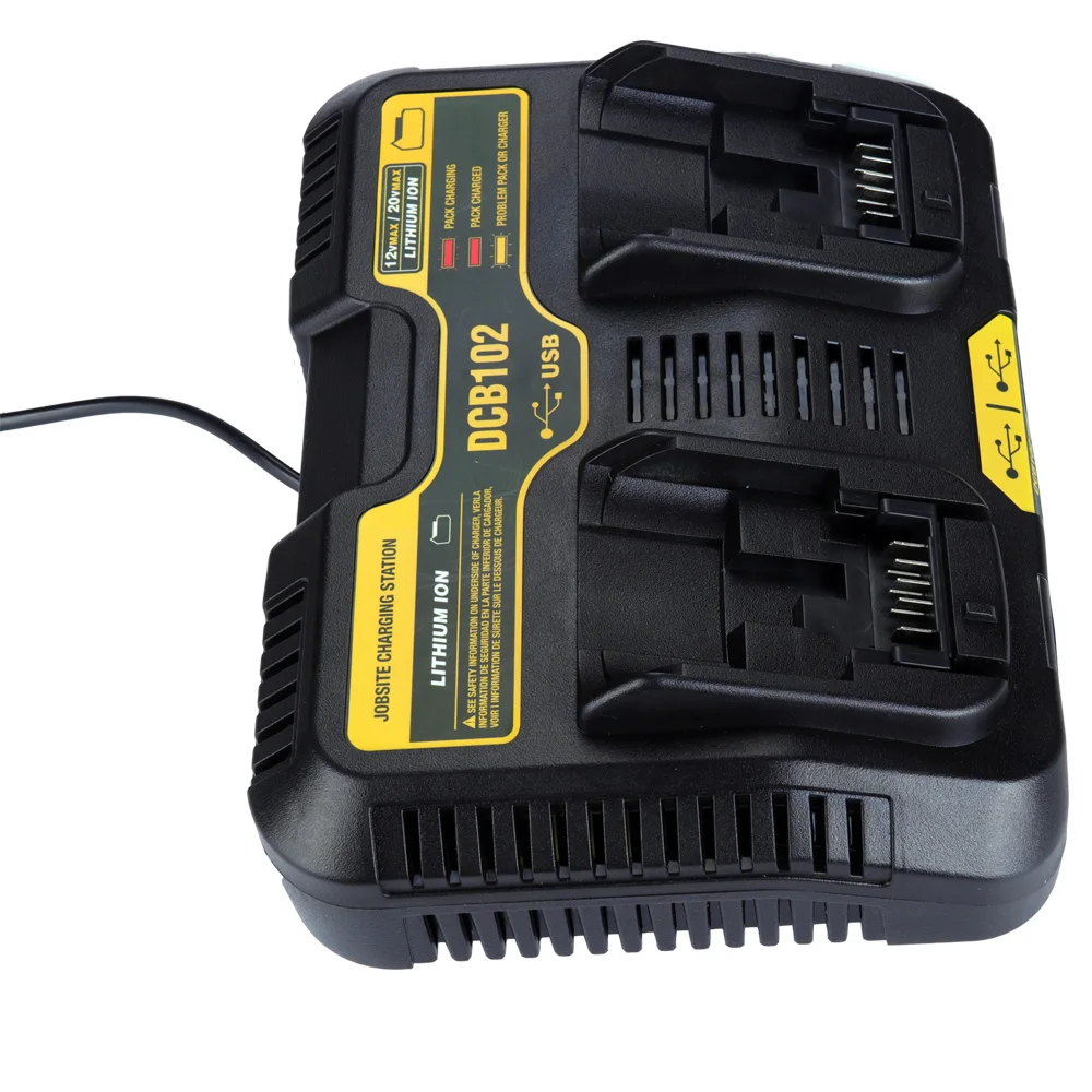 Imagem -02 - Carregador de Bateria Dobro do Li-íon para Dewalt Usb 5v 12v 14.4v 18v 20v Dcb101 Dcb200 Dcb140 Dcb105 Dcb200 Dcb201 Dcb203