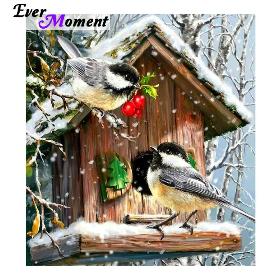 5d full diamond painting cross stitch bird lovers Christmas Snow Winter diamond embroidery wall painting ASF735