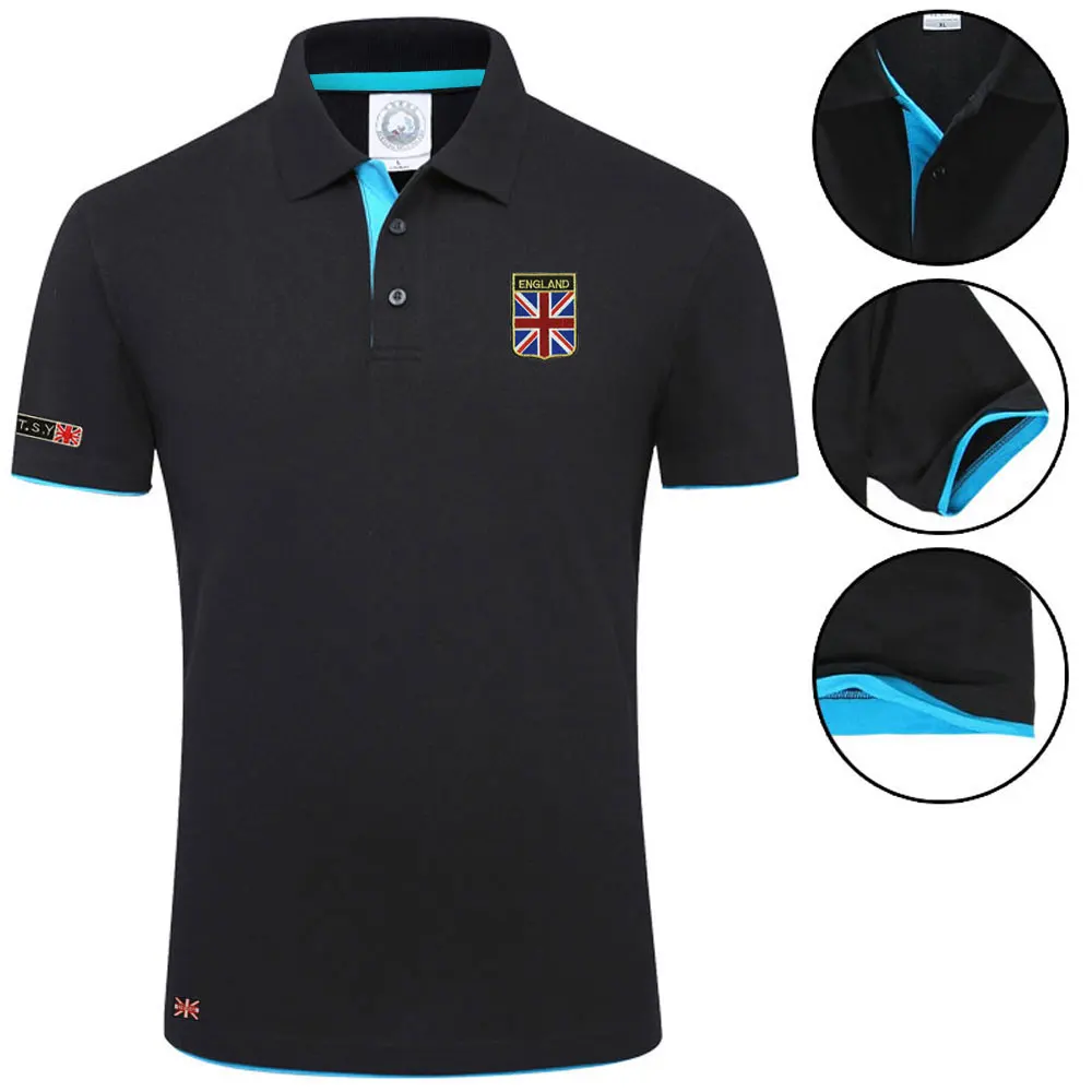 High Quality MYDBSH Brand Summer Short Sleeve Polo Shirt Man Fashion Union Flag Embroidery Casual Men\'s Polo Shirts Cotton Tops