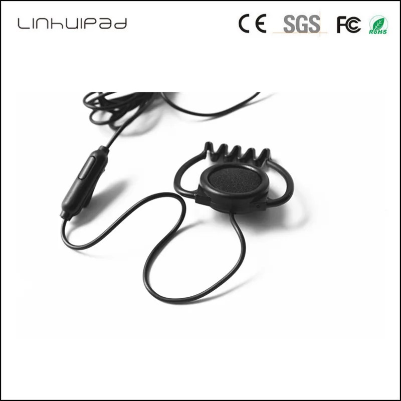 Linhuipad 3.5mm Wired Black stereo Ear Hoook earphone Economical Headphone For Tour Guide System Monitor System Receiver 100 PCS