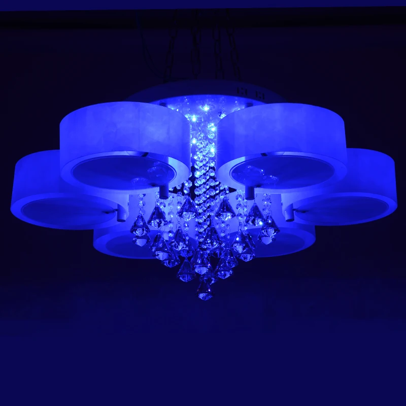 Remote control Color change K9 crystal Acrylic shade bedroom ceiling lights living room Modern ceiling lamp 110-240V Silver