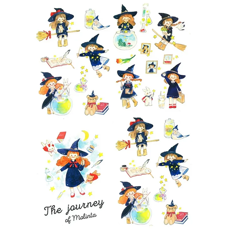 

2 шт./лот Kawaii Japan Witch Декор Записки Книга Журнал Канцелярские наклейки Планировщик Дневник Школьные офисные принадлежности для рукоделия