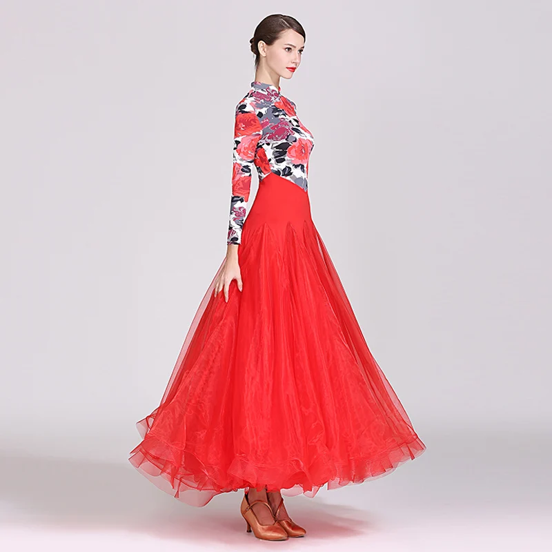 New Women Ballroom Competition Dress Ballroom Tango Dance Long sleeves Standard Ballroom Waltz Dresses Ballroom Dancing Costumes