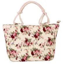 Large Women's Foldable Tote Casual Canvas Flower Bag #4