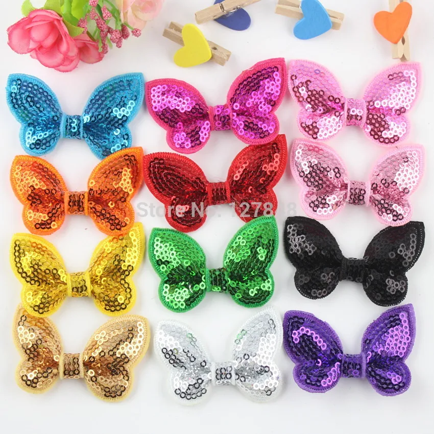 Beauty headdress pet accessories dog  hairpin glitter sequin computerized embroidery sequins bow 6cm 50pcs/lot