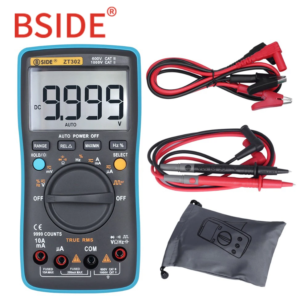 BSIDE ZT301 ZT302 Digital Multimeter 8000 9999 Counts True RMS Multifunction AC/DC Voltage Temperature Capacitance Tester DMM