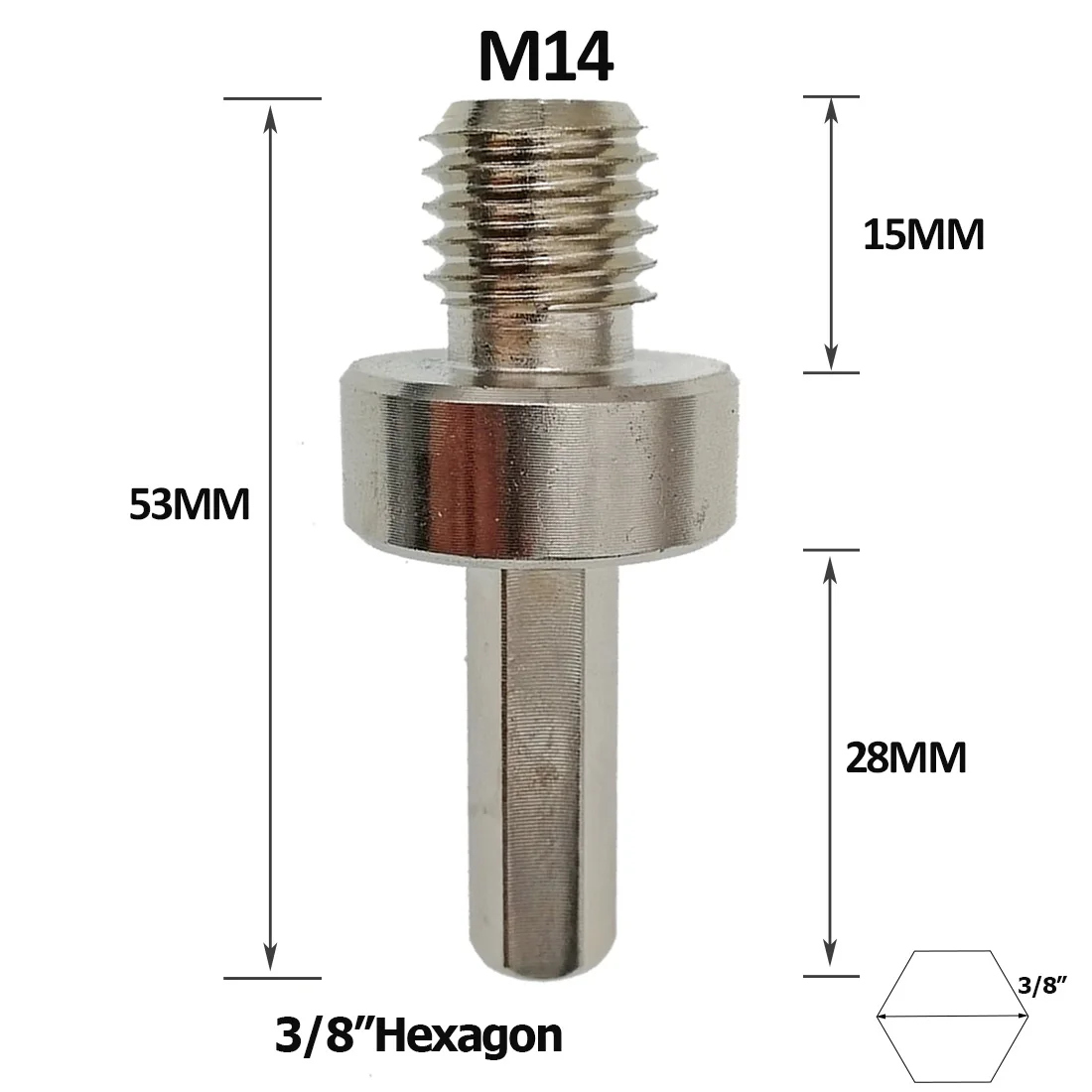 SHDIATOOL 2 قطعة اتصال محول محول M14 الذكور الموضوع إلى 3/8 "مسدس عرقوب ل M14 الحفر الأساسية بت قرص الطحن