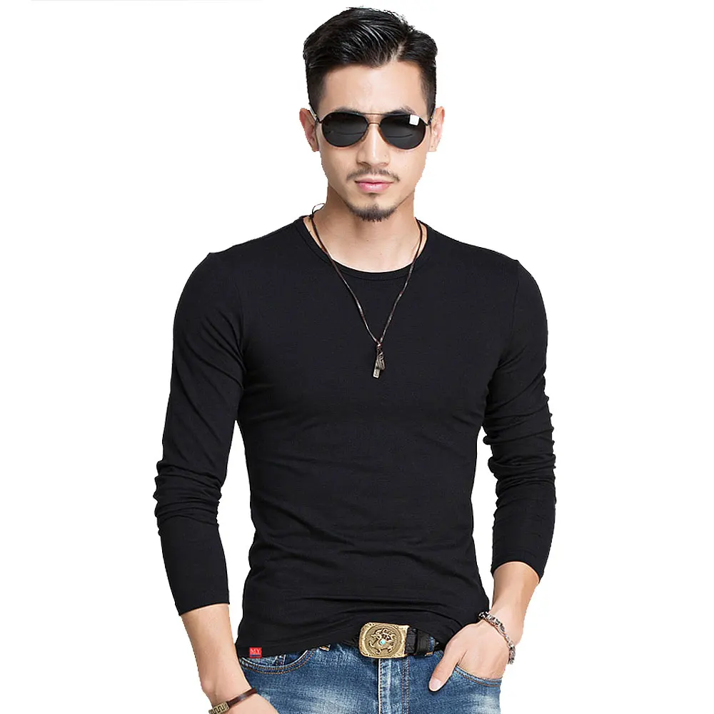 Hot 2024 New Spring Fashion Brand O-Neck Slim Fit Long Sleeve T Shirt Men Trend Casual Mens T-Shirt Korean T Shirts 4XL 5XL A005