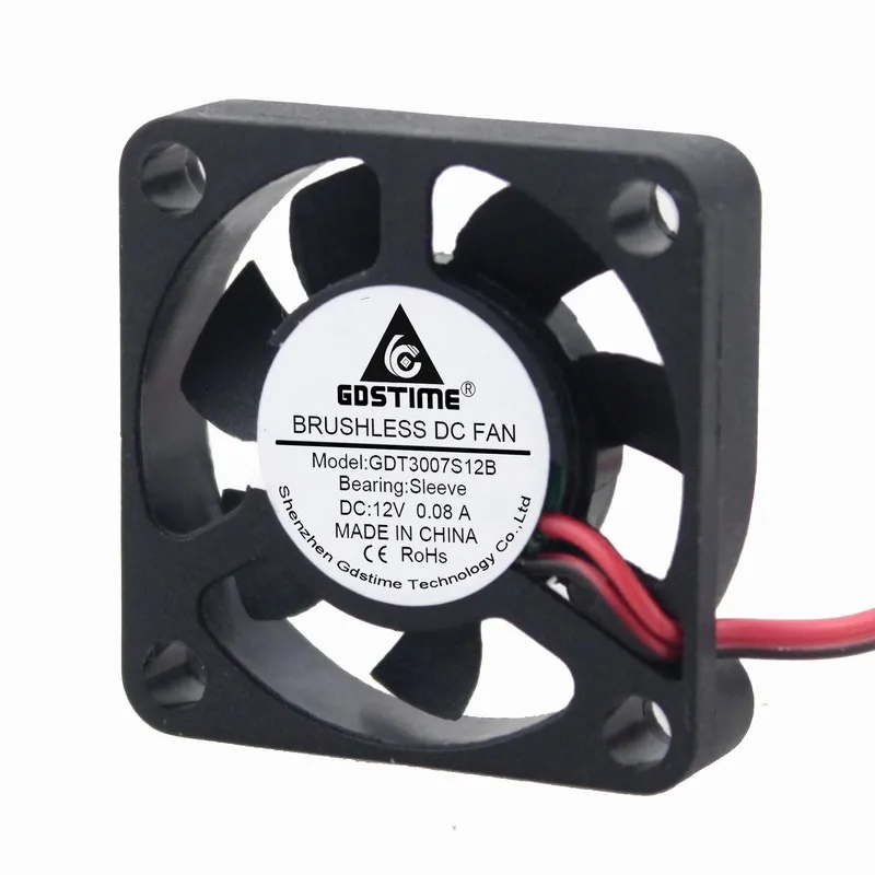 2 Pieces Gdstime 2pin DC 12v 30x30x7mm 3007 Small Brushless Cooling Fan 30mm x 7mm 30mmx30mmx7mm 2.0