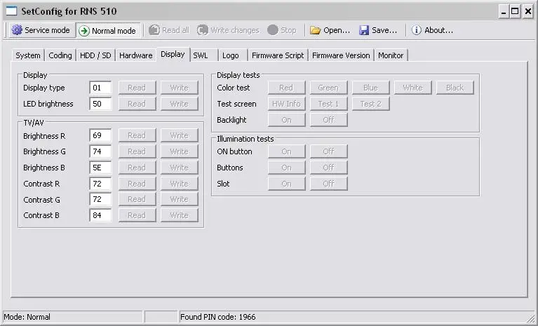 SetConfig 2.8.1 for RNS Identify the Troublesome Units Change the PIN Code Erase the NAND Memory Obd2 Scanner