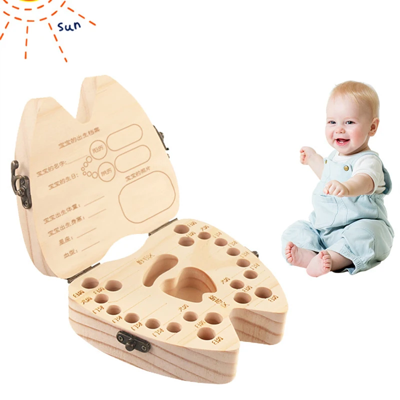 

Baby Wood Teether Kids Tooth Box Baby Milk Teeth Save Wood Tooth Box for Baby Boy Gril Organizor Container Tooth Storage