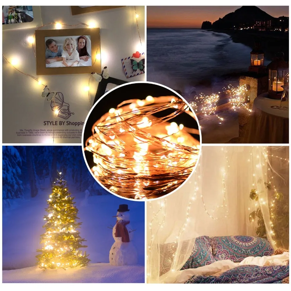 Led Fairy lights 5M10M20M Copper Wire 3XAA Battery Operated 8Mode Christmas Wedding Party Decoration Strings Lights Decor lamps