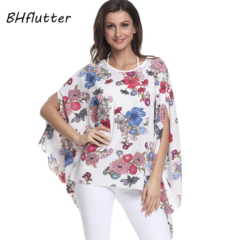 BHflutter 4XL 5XL 6XL Plus Size Women Clothing 2018 Boho Style Batwing Chiffon Summer Dress Mini Casual Beach Dresses Vestidos