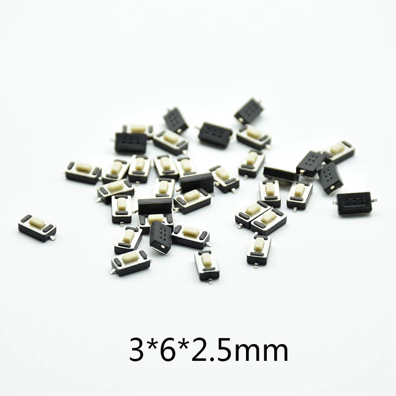 100pcs 3*6*2.5mm Light touch switch patch 2 feet micro Button switch two feet 3x6x2.5mm Touch switch The car's remote control