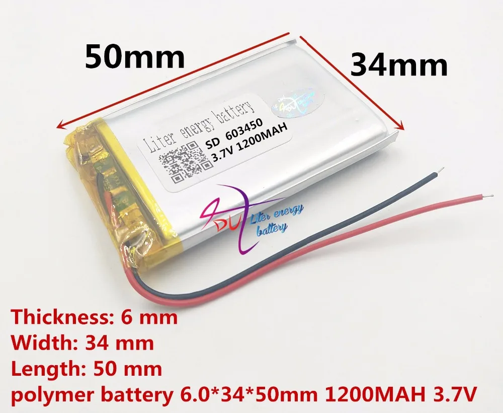 Batería de polímero de litio con Placa de protección para MP3, MP4, MP5, GSP, producto Digital, tamaño 603450, 3,7 V, 1200mah, la mejor marca