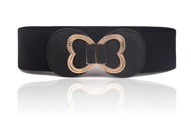 HOT Woman Cummerbunds Brand New Love Metal Buckle Belt Girls Stretchy Elastic Waistbands Fashion Waistband wide Belts For Woman