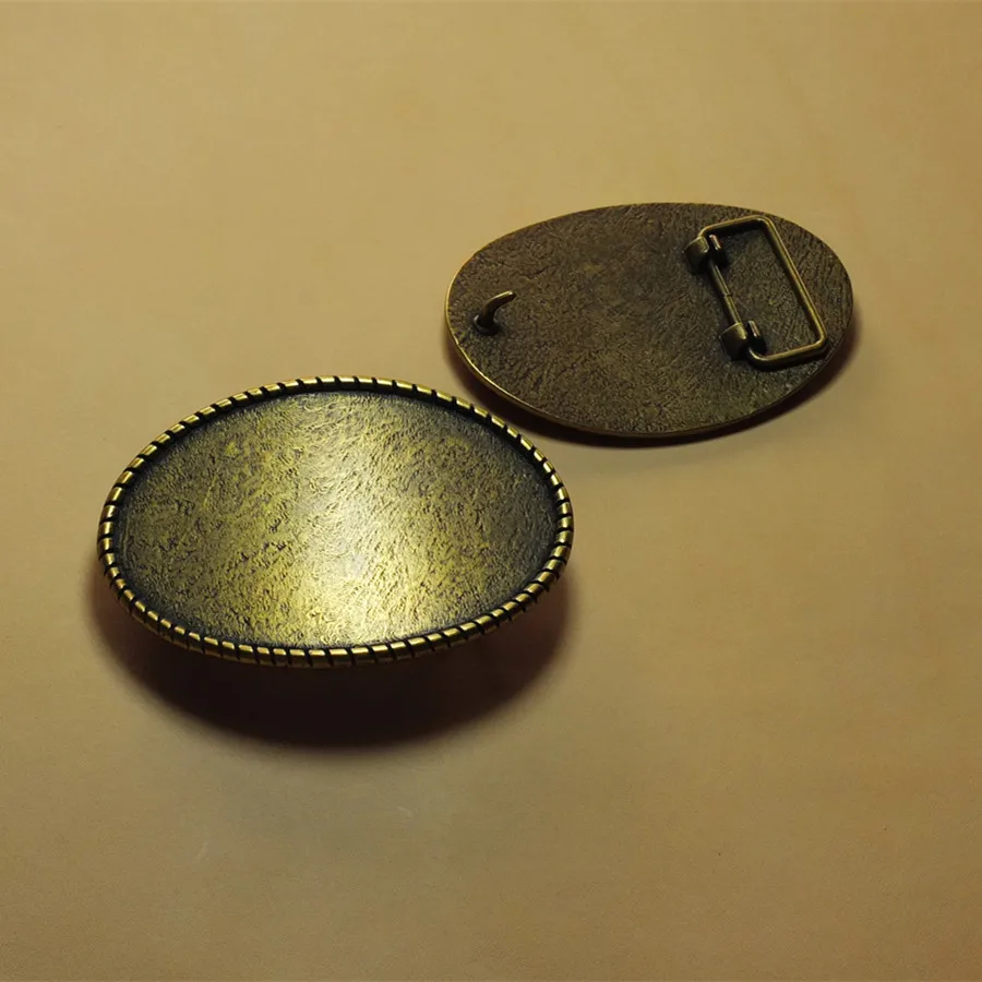 DIY Leathercraft Hardware Oval Rope Blanks Plate  Buckle Antique Brass Plated Finsh 38mm Accessories For Leather Metal Buckle