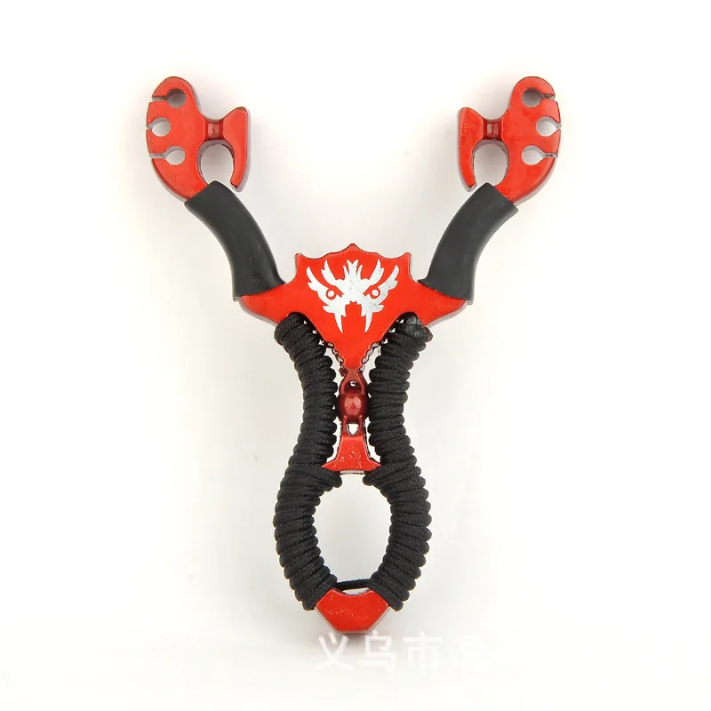 Red Alloy slingshot, outdoor hunting fishing shooting a slingshot. Outdoor shooting toys, children's classic toys.