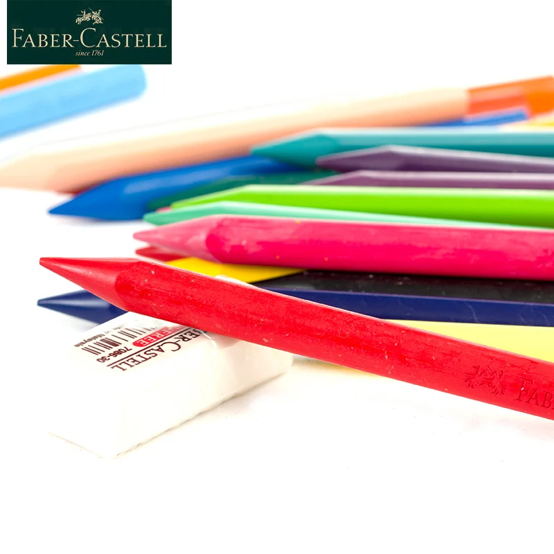 Faber-Castell Traingle Erasable Crayons 12/24 Colors Art Set Erasable Oil Pastels Triangle Wax Crayons For Kids With 24Colours