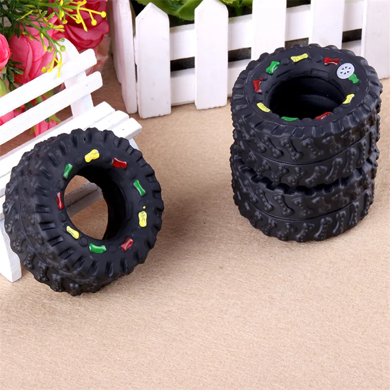 Rubber Tire Shaped Squeaky Chew Toy 2