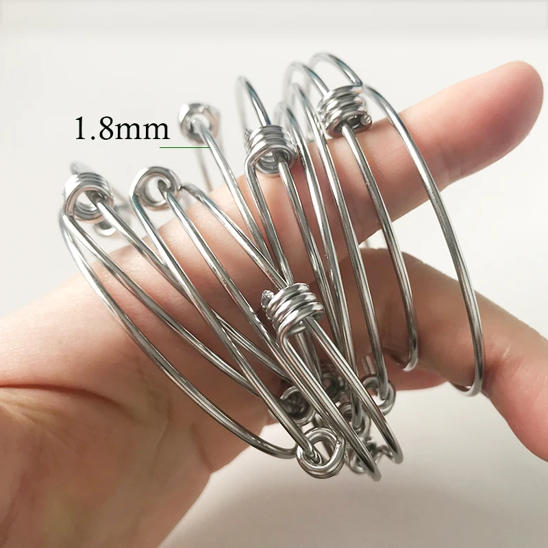 4pcs/lot GRACE MOMENTS Stainless Steel 60mm Blank Bangle Bracelet 1.8mm Thick Expandable Wire Bracelet Accessory DIY Jewelry