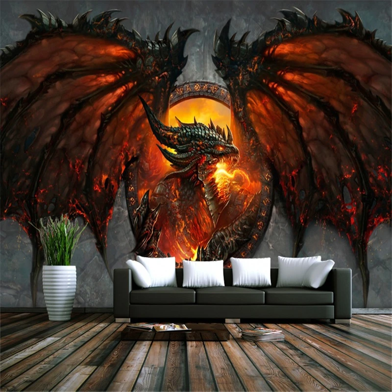 beibehang Custom photo background wallpaper mural painting the living room TV cartoon dragon painting 3D large mural wallpaper