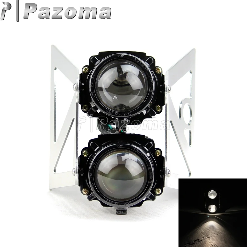 Motorcycle Twin Stacked Projector Headlights Street Bikes Dual Headlamp Head Light For Suzuki Yamaha Honda Kawasaki Sachs KIKASS