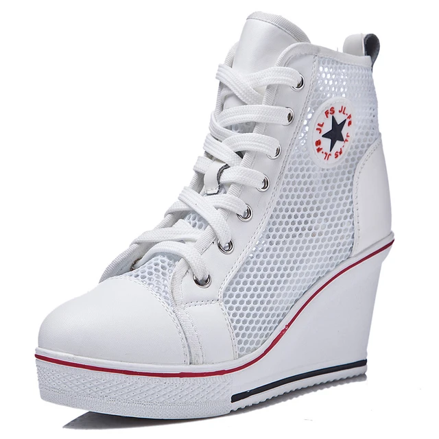 Womens fashion wedge heel trainers