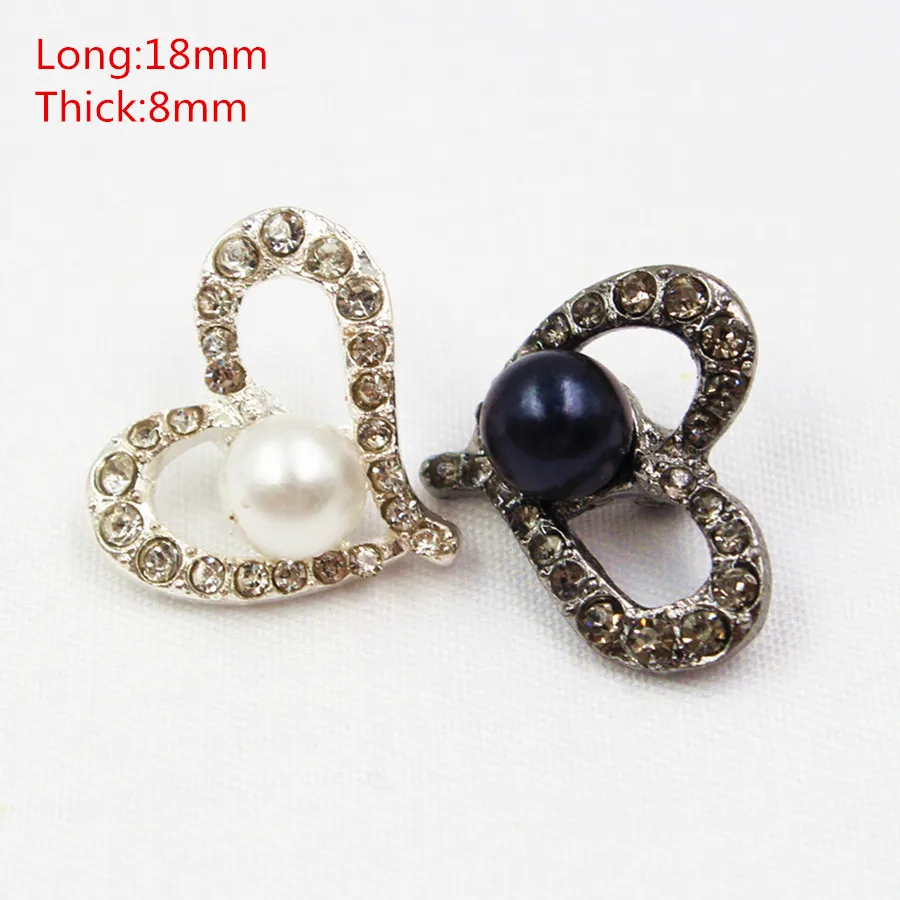 1651815,3pcs/Lot 18mm 2color select  Rhinestone pearl inlaid metal buttons love Clothing accessories Jewelry Accessories diy