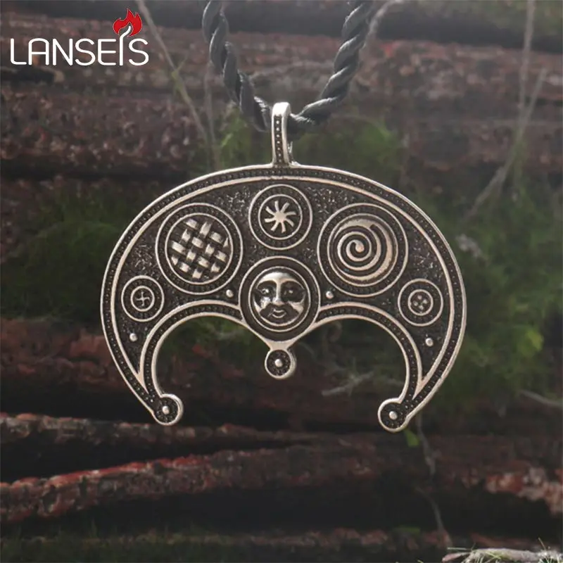 

lanseis 10pcs Slavic Lunula Woman's Necklace Pendant Norse Viking Jewelry