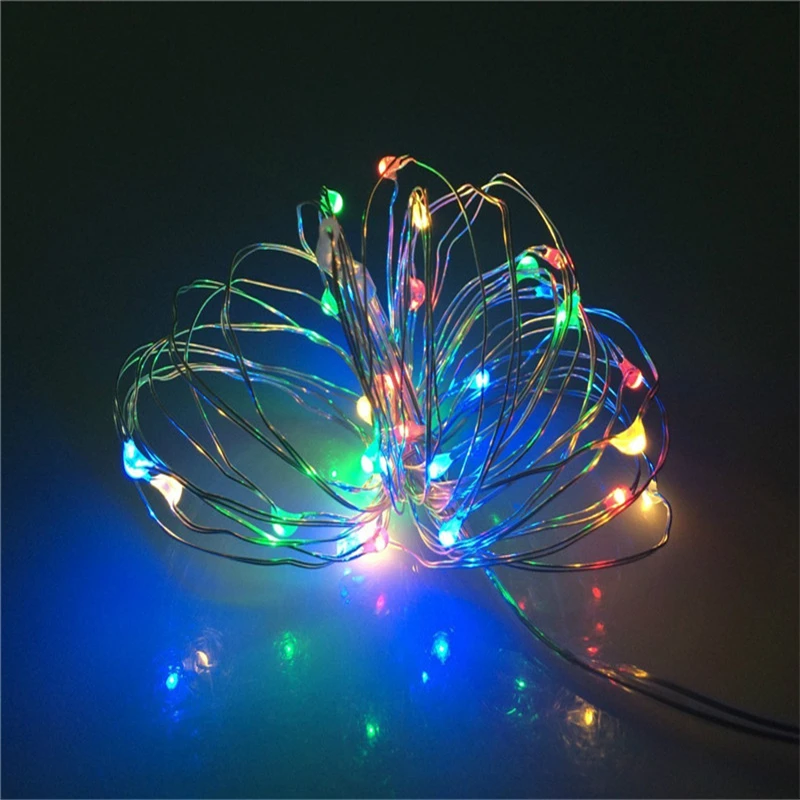 2M 20 3M 30 5M 50 10M 100Led 요정 조명 AA 배터리 전원 실버 Led 구리 와이어 문자열 빛 장식 요정 조명