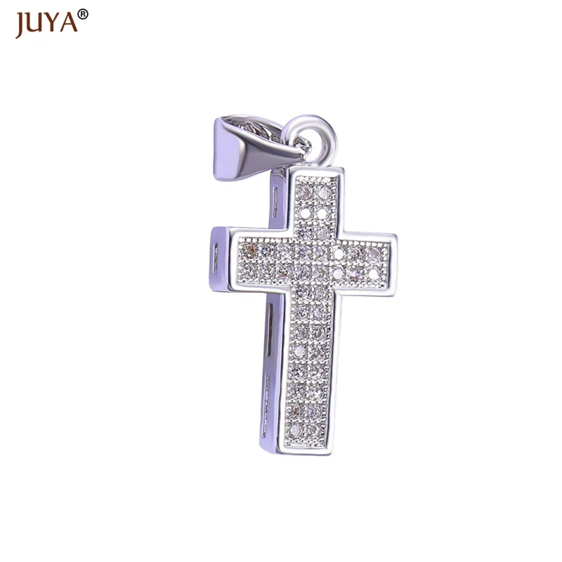 20mm*11mm Micro Pave CZ Rhinestone Crosses Charms For Jewelry Making Necklaces Accessories floating charms Jewellery