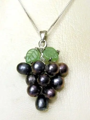 FREE shipping 2017 Black Cultured Pearl Grape Cluster 2017 Leaf 18