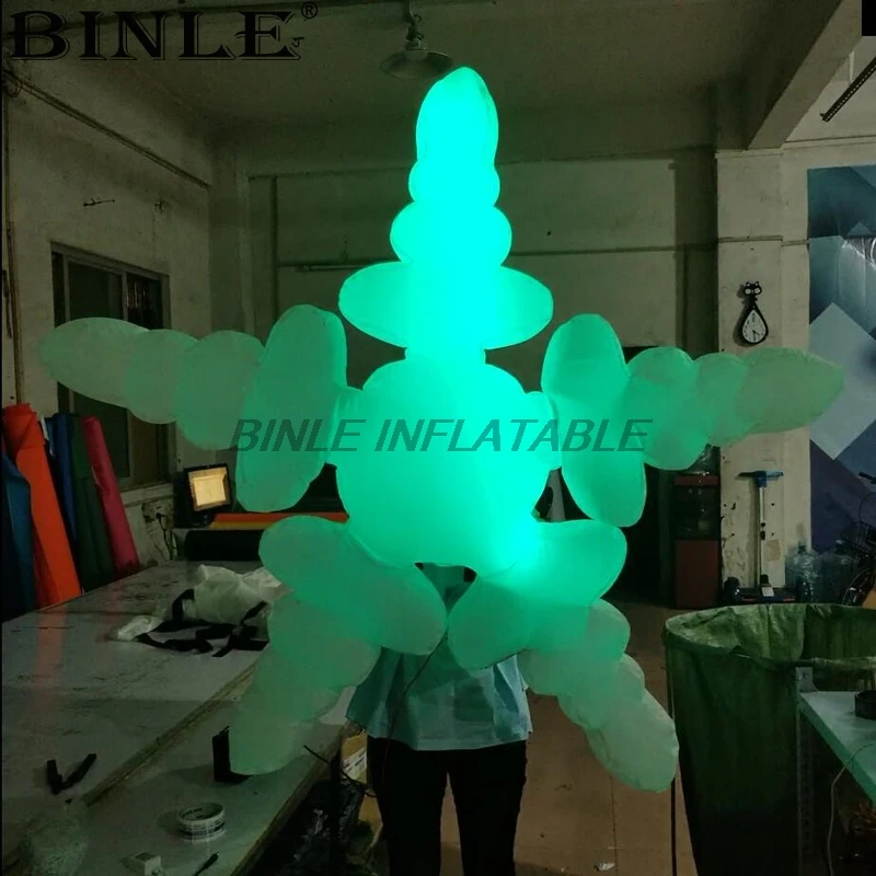 Costume de flocon de neige gonflable éclairé par LED coloré, décoration d'événement sur scène, Costume de spectacle, tenue de flocon de neige moelleuse avec LED Li
