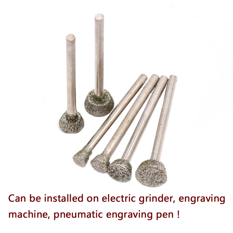 4pcs 5-10mm Diamond Grinding Head Grind Inverted Trapezoid Burrs Metal Stone Jade Engraving Carving Peeled Tools E Needle DaoTC