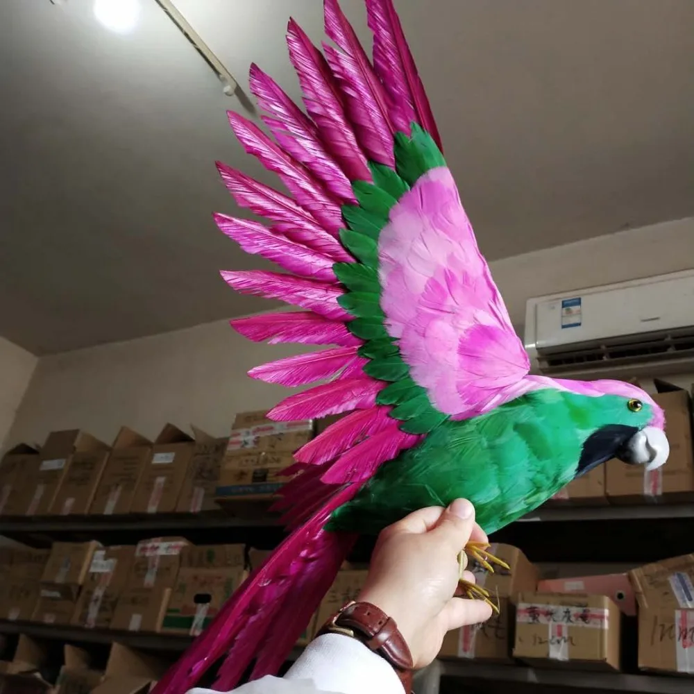 

big wings parrot toy foam&furs simulation pink&green bird model gift about 45x60cm 0437