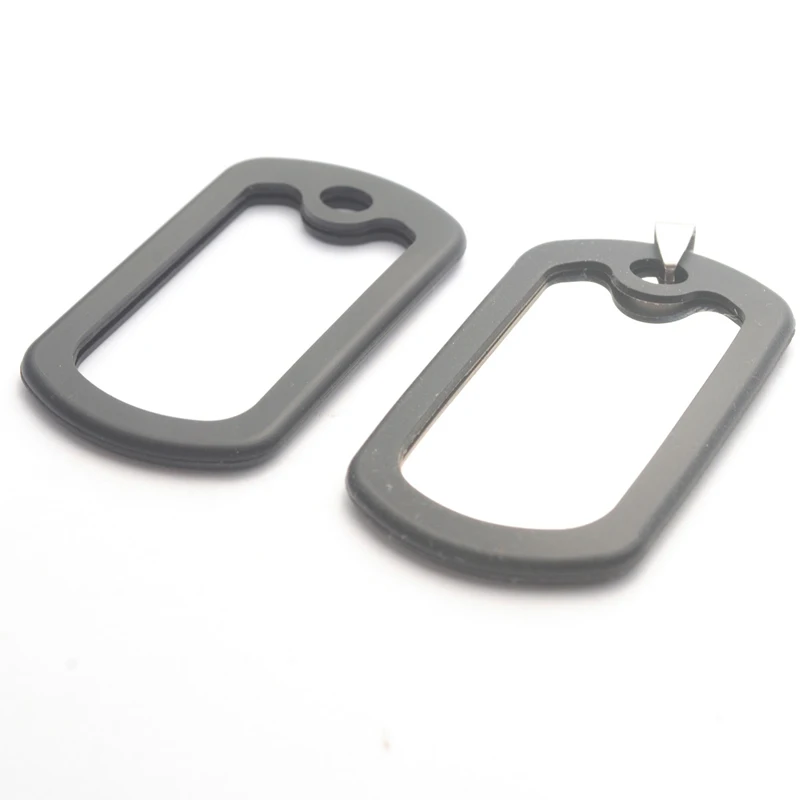 2pcs Black Dog Tag Necklace Silica Gel Protective Cover Findings Stainless Steel Dog Card Silencer Ring Accessories N64