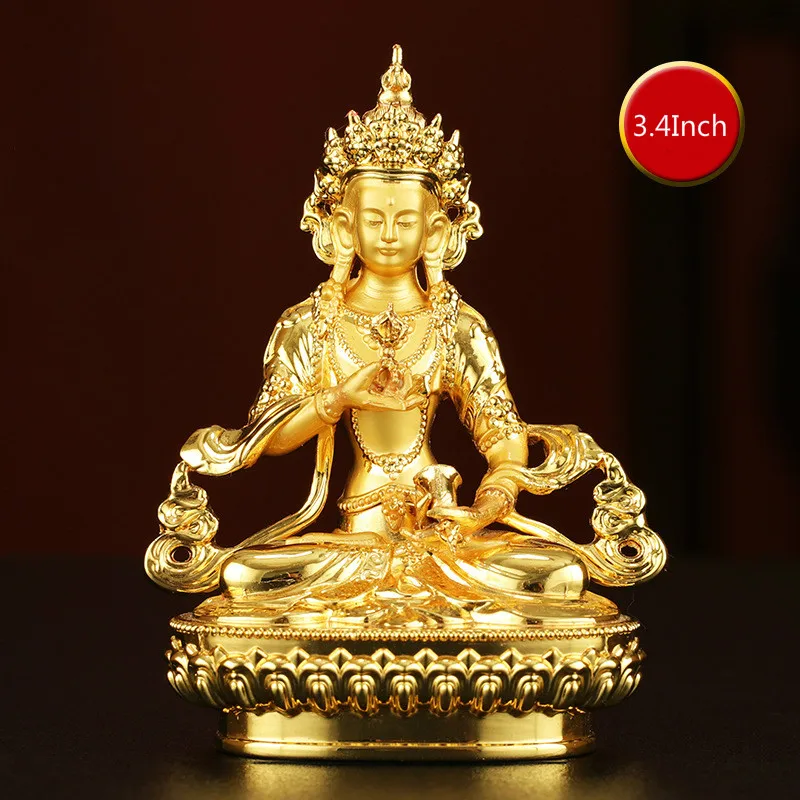 

The 8.5 Cm High Statue of Vajrayana Buddha Worshipped At Home with 2 Inches of Alloy Statue of Vajrayana Bodhisattva