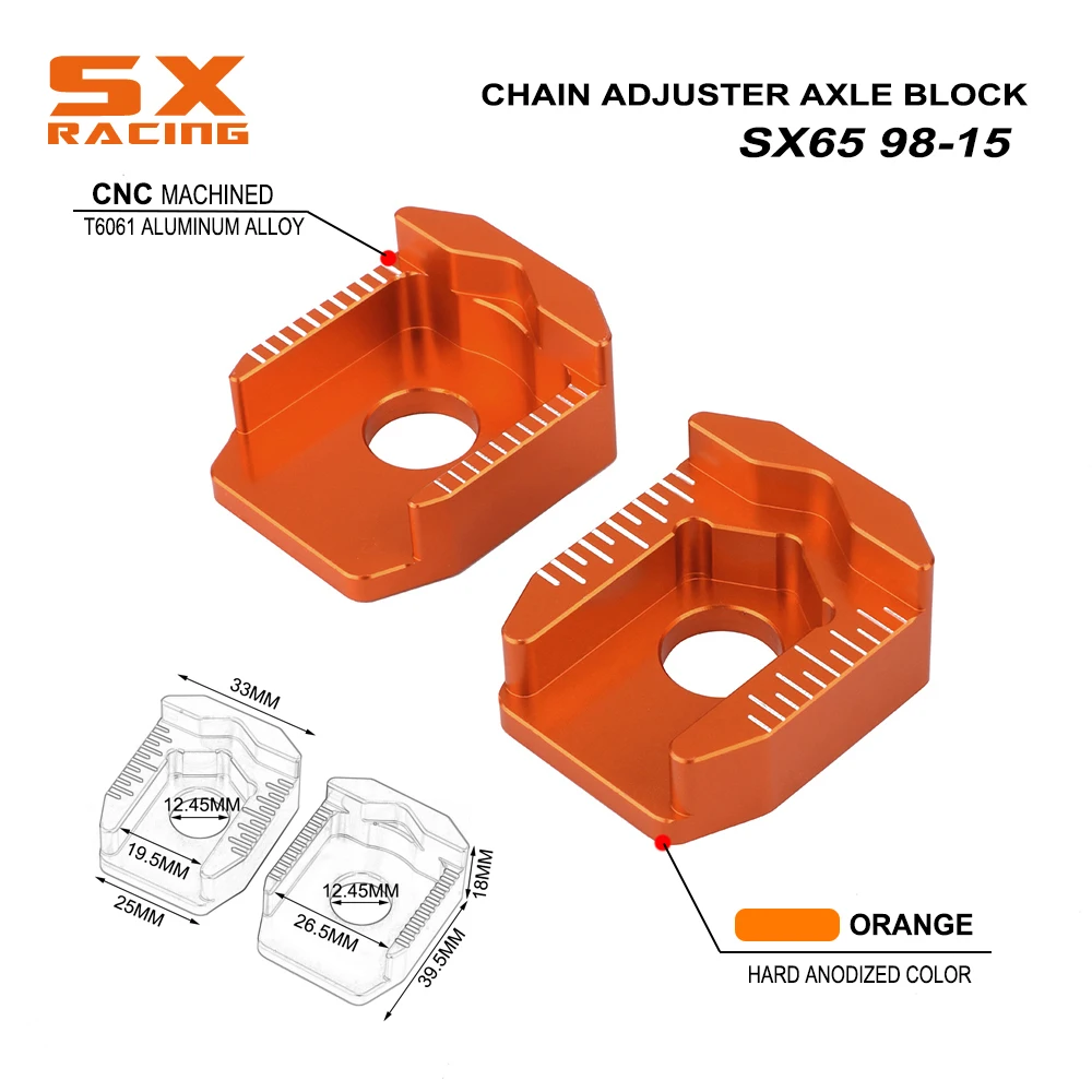 Motorcycle CNC Rear Chain Adjuster Axle Block For KTM SX65 SX 65 1998 1999 2000 2001 2002 2003 2004 2005 2006 2007 2008-2015