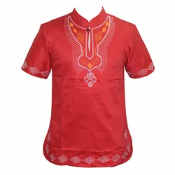 Mr Hunkle Embroidery Summer t-shirt Stand Nect Short Sleeve Men's Top Tees Smooth Casual African Traditional Dashiki Shirt